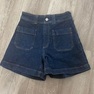 & Other Stories Blue Patch Pocket Denim Shorts